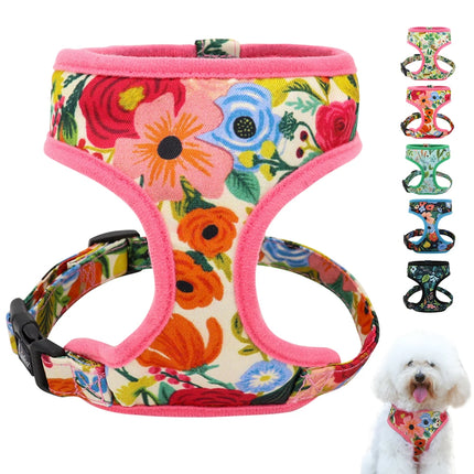 Dog Harness Flower Printed