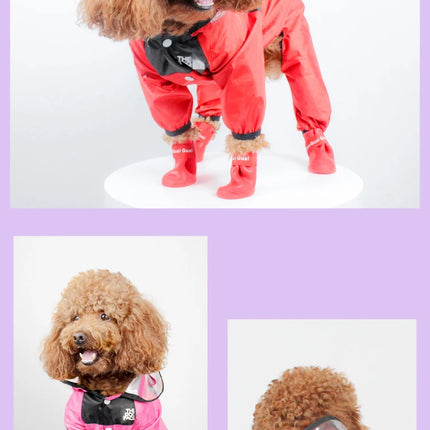 Pet Dog Raincoat The Dog Face Jumpsuit