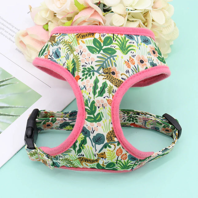 Dog Harness Flower Printed