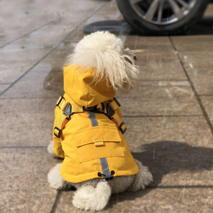 Dog Raincoat with Hooded and Leash Ring Waterproof