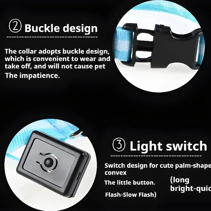 Dog Collar Nylon LED Night Safety