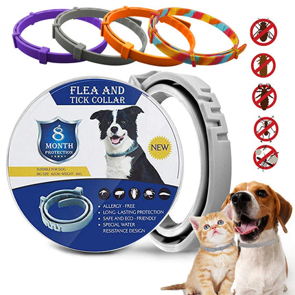 Flea And Tick Collar Silicone Adjustable Dogs Cats Collar 8 Month Protection