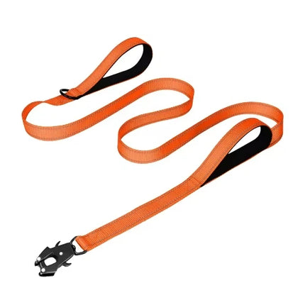 Heavy Duty Dog Leash- Nylon reflective dog leash with Soft Padded 2 Handle & Auto Lock Frog Clip Outdoor dog leash