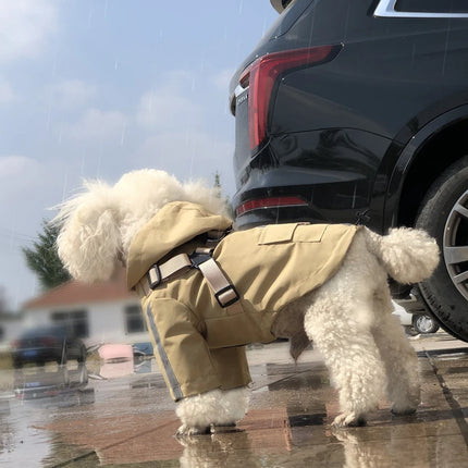 Dog Raincoat with Hooded and Leash Ring Waterproof