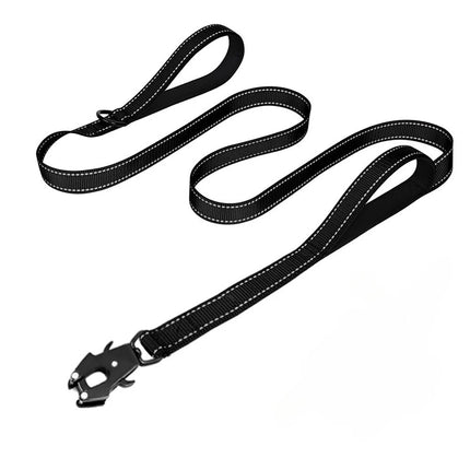 Heavy Duty Dog Leash- Nylon reflective dog leash with Soft Padded 2 Handle & Auto Lock Frog Clip Outdoor dog leash