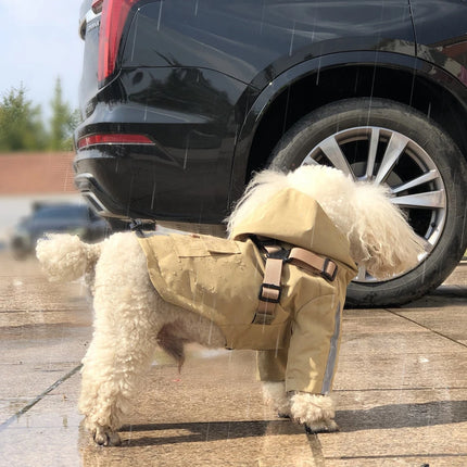 Dog Raincoat with Hooded and Leash Ring Waterproof