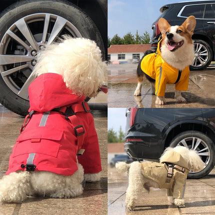 Dog Raincoat with Hooded and Leash Ring Waterproof