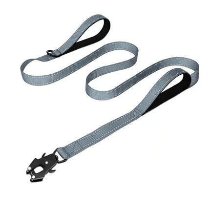 Heavy Duty Dog Leash- Nylon reflective dog leash with Soft Padded 2 Handle & Auto Lock Frog Clip Outdoor dog leash