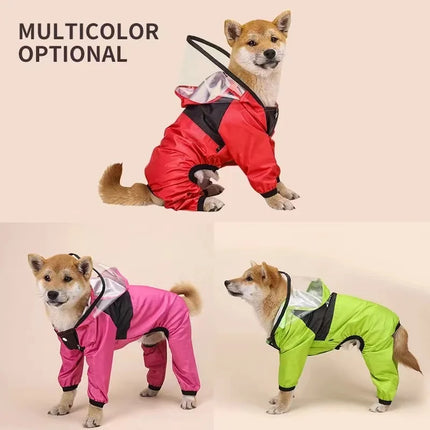 Pet Dog Raincoat The Dog Face Jumpsuit