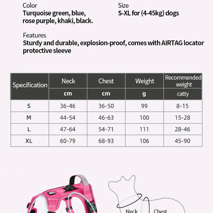 Dog Chest Harness Adaptable to Airtag Chest Harness