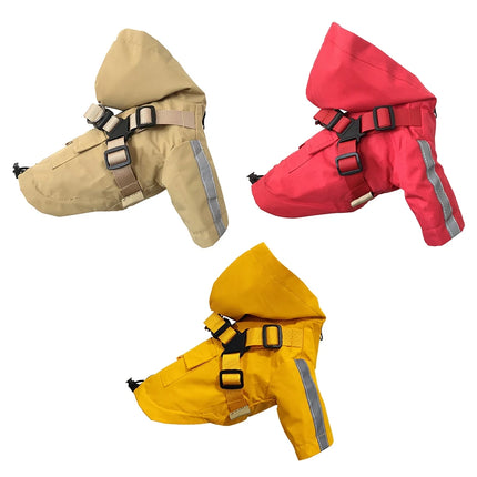 Dog Raincoat with Hooded and Leash Ring Waterproof