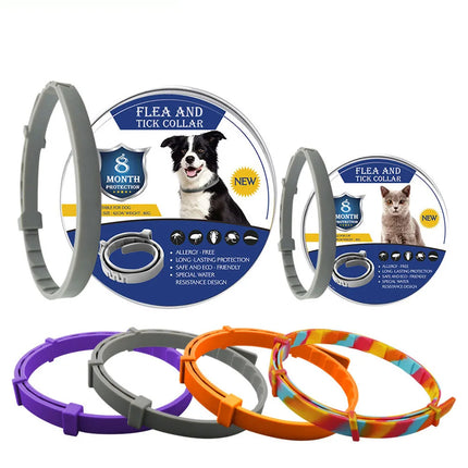 Flea And Tick Collar Silicone Adjustable Dogs Cats Collar 8 Month Protection