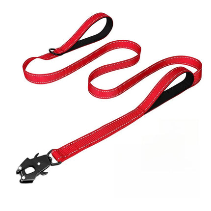 Heavy Duty Dog Leash- Nylon reflective dog leash with Soft Padded 2 Handle & Auto Lock Frog Clip Outdoor dog leash