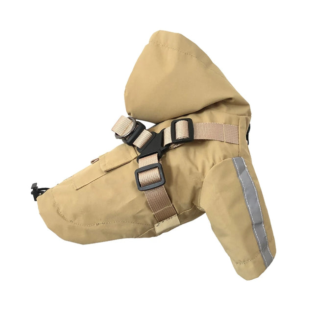 Dog Raincoat with Hooded and Leash Ring Waterproof