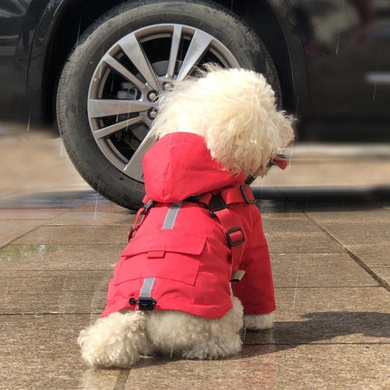 Dog Raincoat with Hooded and Leash Ring Waterproof