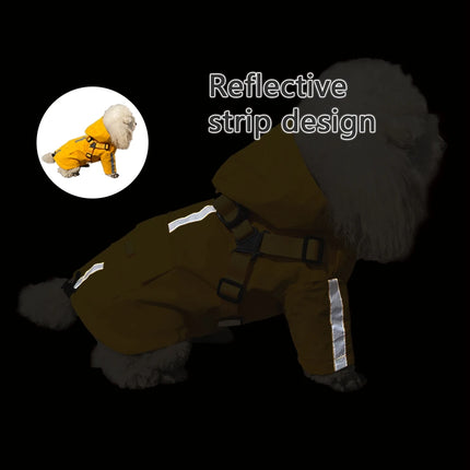 Dog Raincoat with Hooded and Leash Ring Waterproof