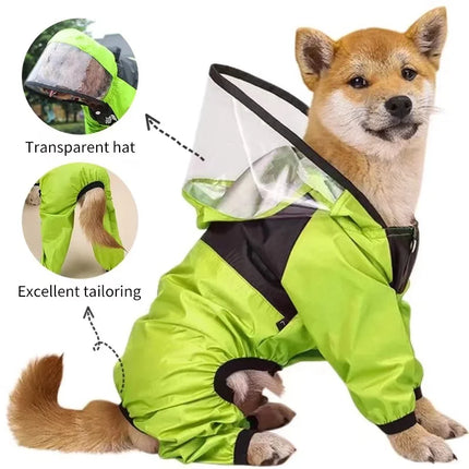 Pet Dog Raincoat The Dog Face Jumpsuit