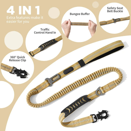 Heavy Duty Dog Leash with Elastic Bungee for Medium & Large Dogs