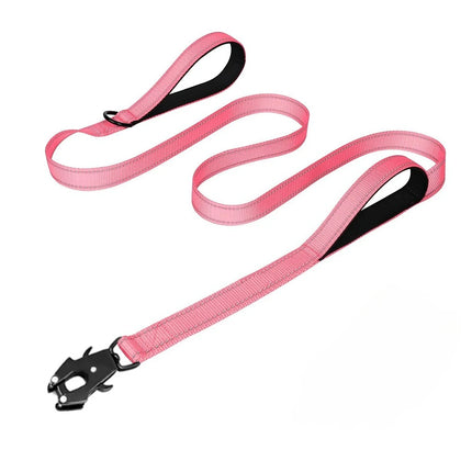 Heavy Duty Dog Leash- Nylon reflective dog leash with Soft Padded 2 Handle & Auto Lock Frog Clip Outdoor dog leash