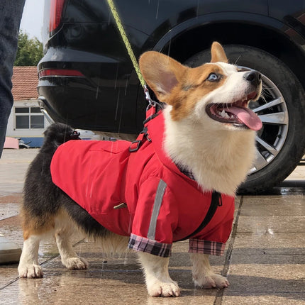 Dog Raincoat with Hooded and Leash Ring Waterproof