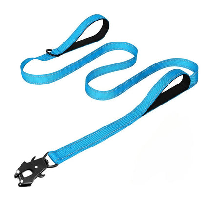 Heavy Duty Dog Leash- Nylon reflective dog leash with Soft Padded 2 Handle & Auto Lock Frog Clip Outdoor dog leash